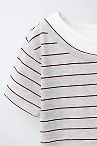 STRIPED DOUBLE COLLAR T-SHIRT