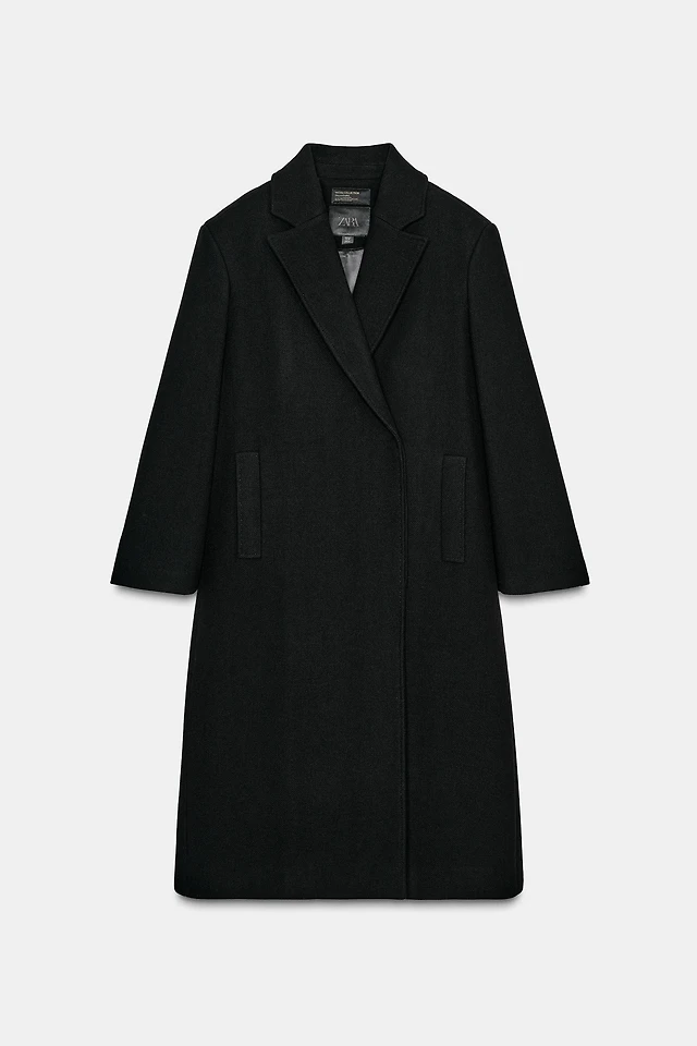 Manteau Court Zara Basic Vintage Taille L (38/40) – 20% Laine, Doublé, Noir, Parfait état