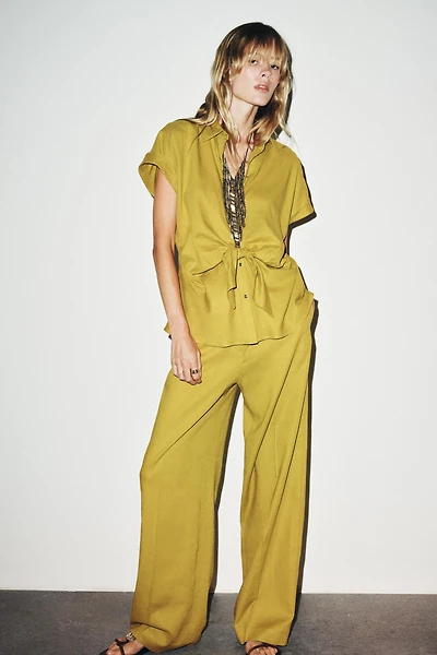 STRAIGHT LEG LINEN PANTS
