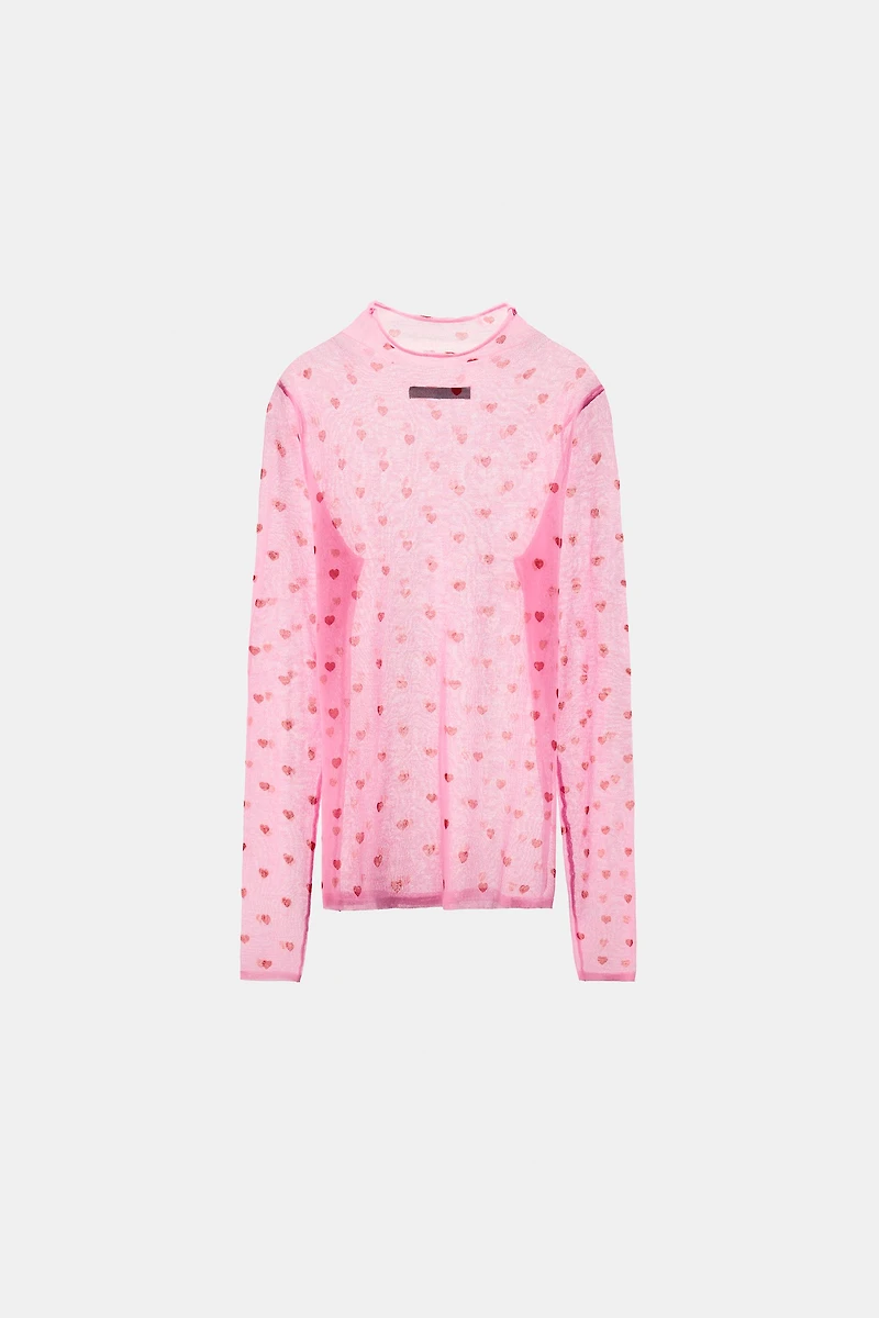 FINE KNIT HEART TOP