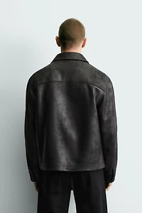 WASHED FAUX LEATHER JACKET