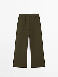 100% linen straight-leg trousers