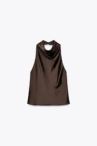 SATIN EFFECT HALTER TOP