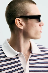 EMBROIDERED STRIPED JACQUARD POLO