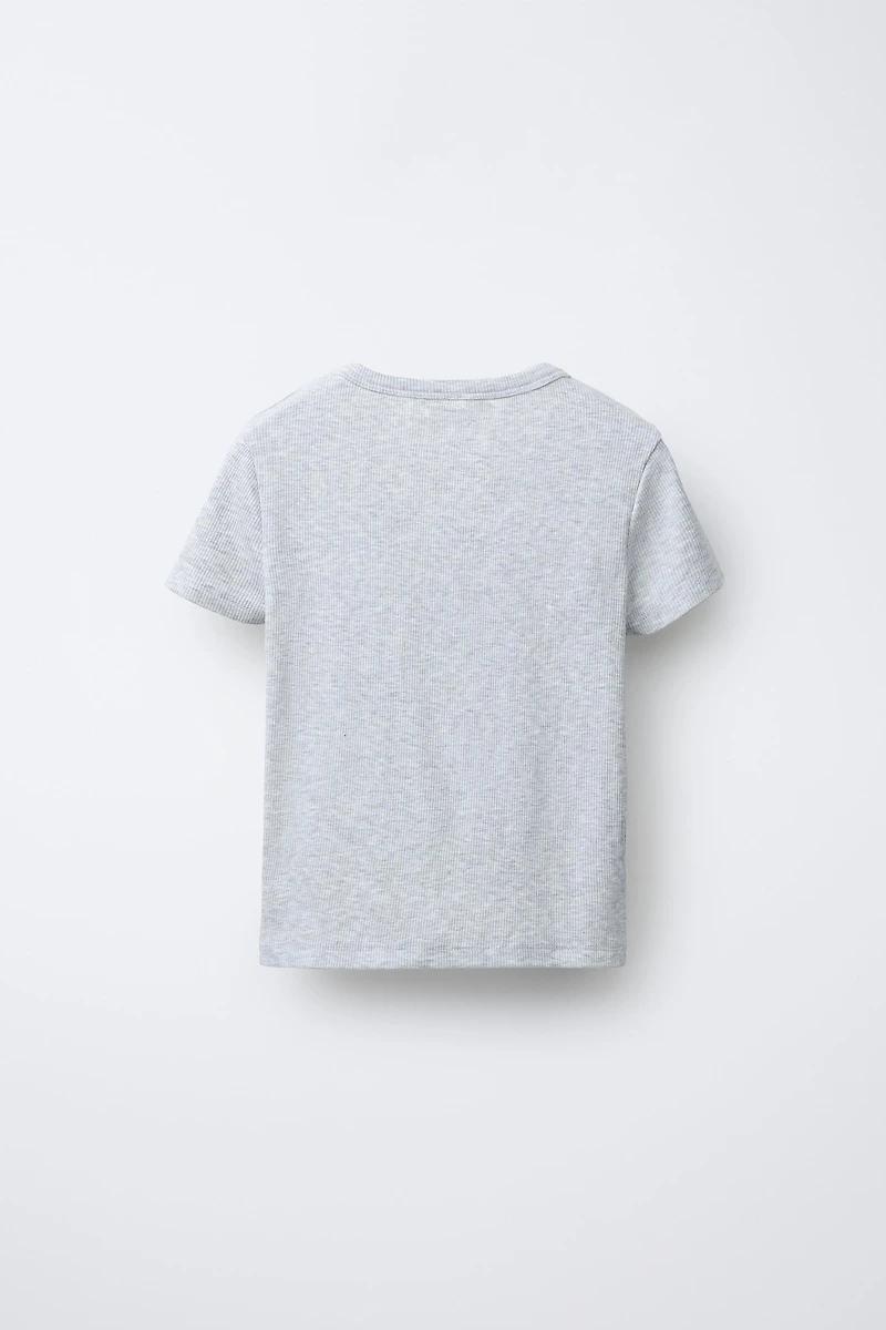 DOG PRINT RIBBED T-SHIRT