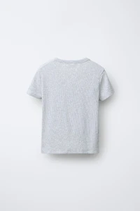 DOG PRINT RIBBED T-SHIRT