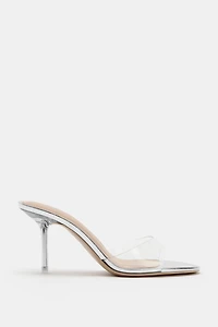LAMINATED VINYL HEELED SANDALS