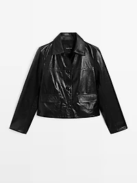Cropped nappa leather jacket