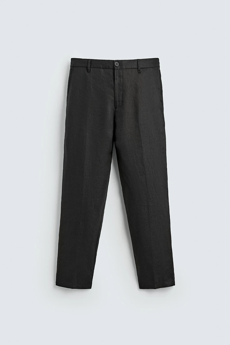 100% LINEN REGULAR FIT PANTS