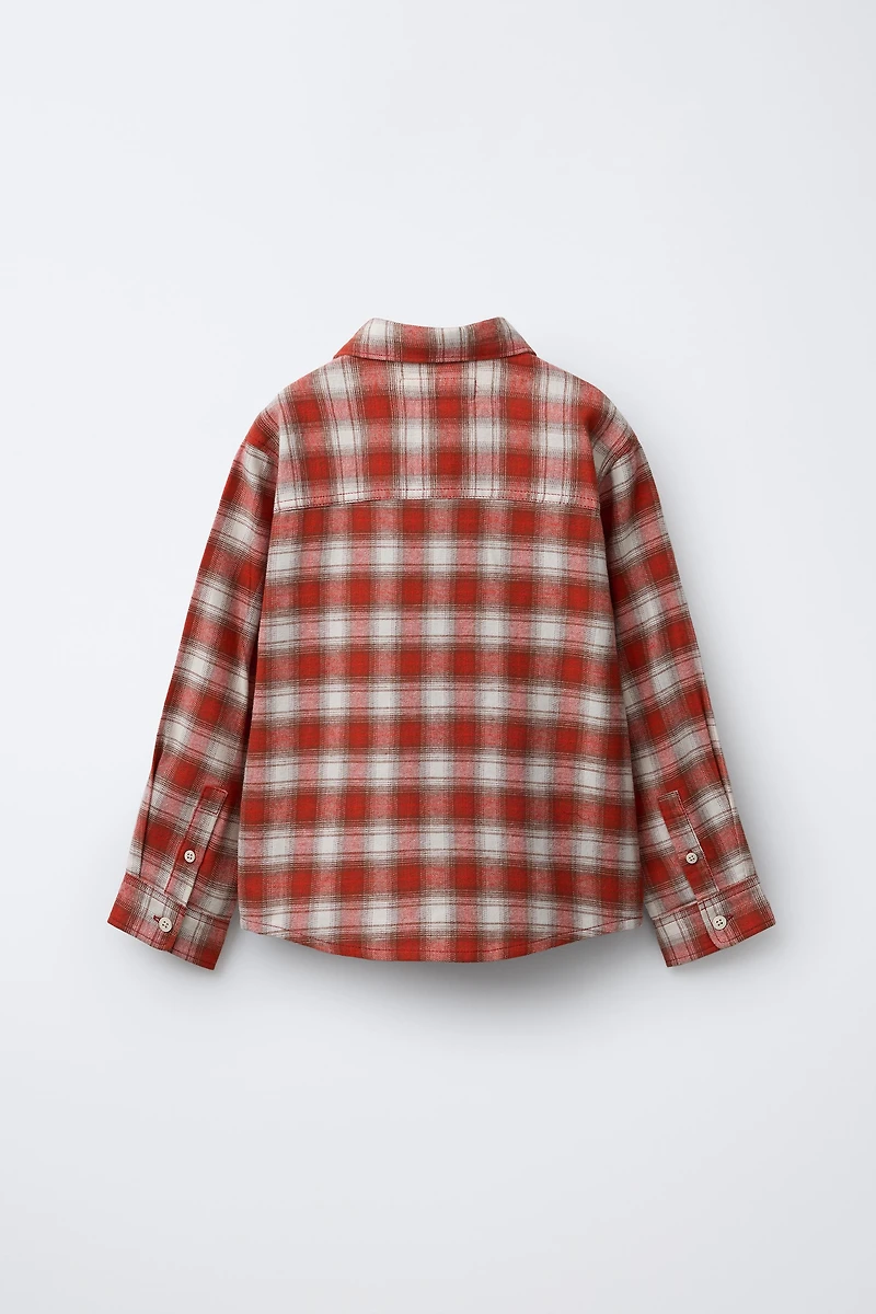 PLAID SHIRT WITH EMBROIDERED TEXT