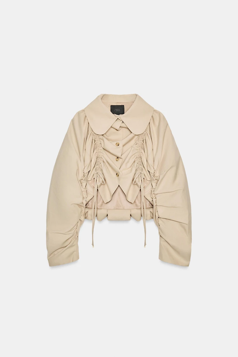 RUFFLED CROPPED TRENCH COAT