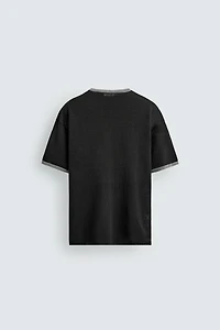 CONTRAST LINEN BLEND KNIT T-SHIRT