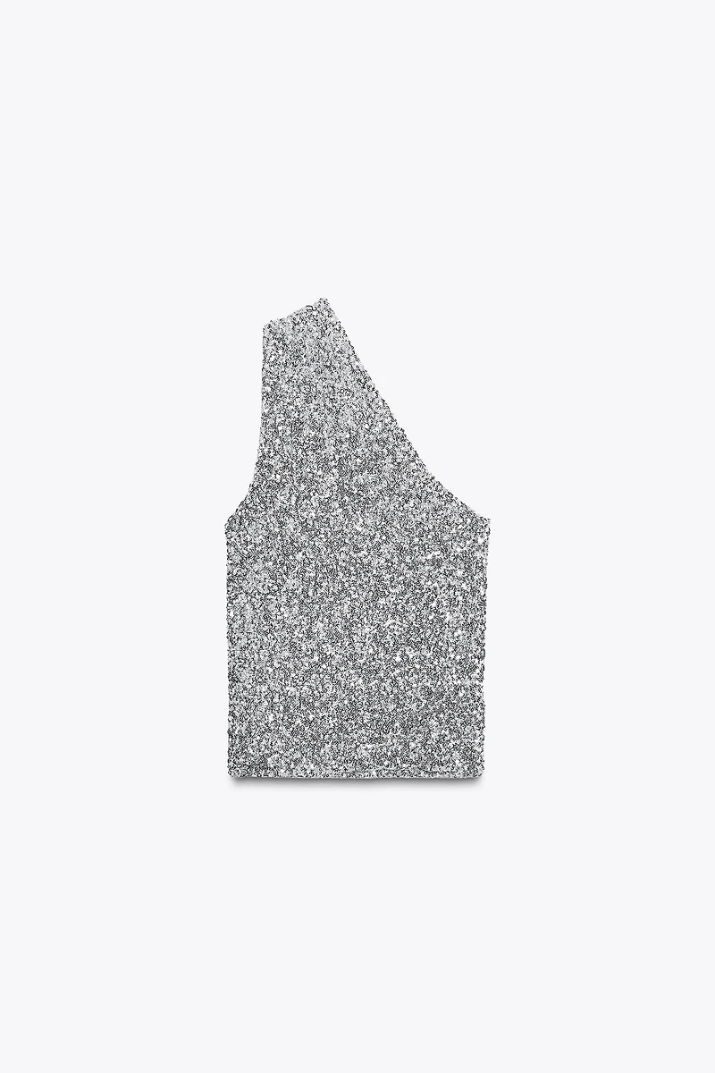 ASYMMETRIC SEQUIN TOP