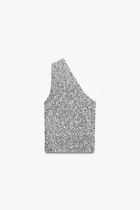 ASYMMETRIC SEQUIN TOP