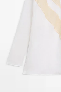 Flowing linen blend shirt with appliqué detail