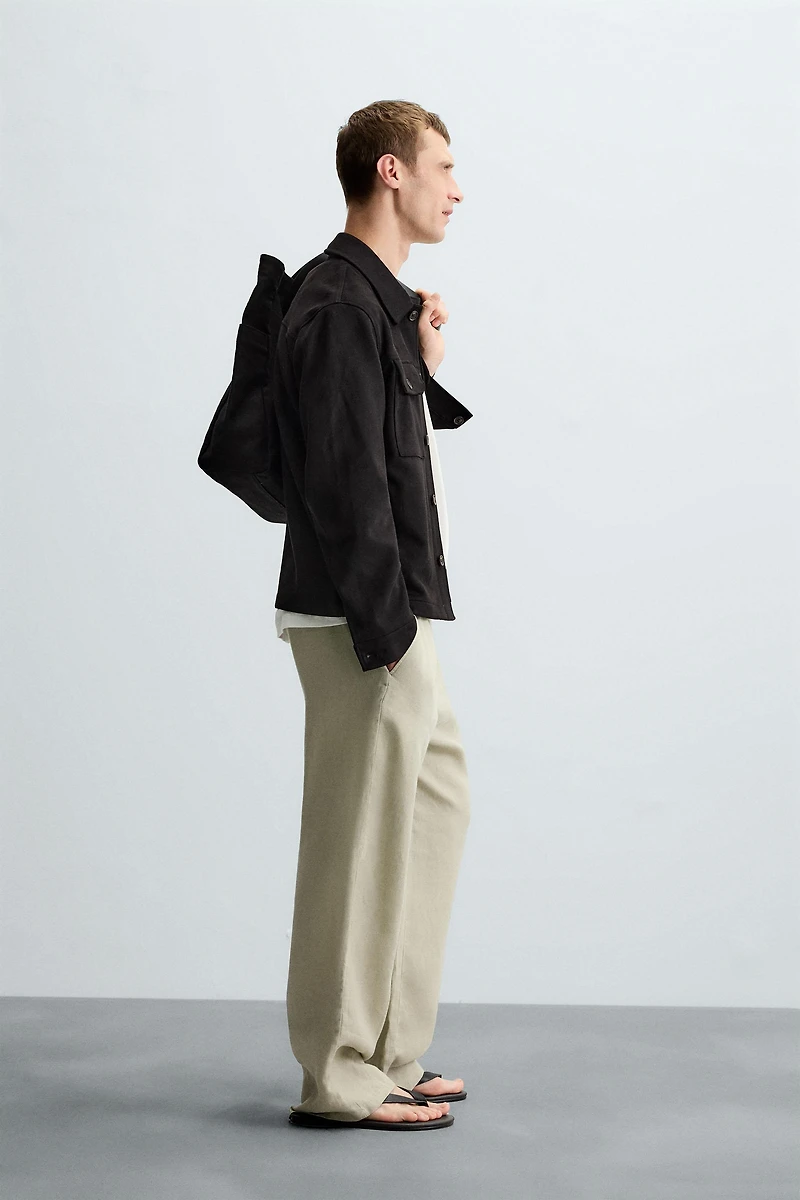 FAUX SUEDE OVERSHIRT