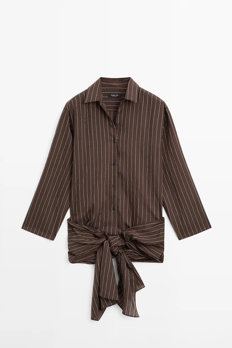 Striped shirt with scarf detail