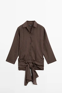 Striped shirt with scarf detail