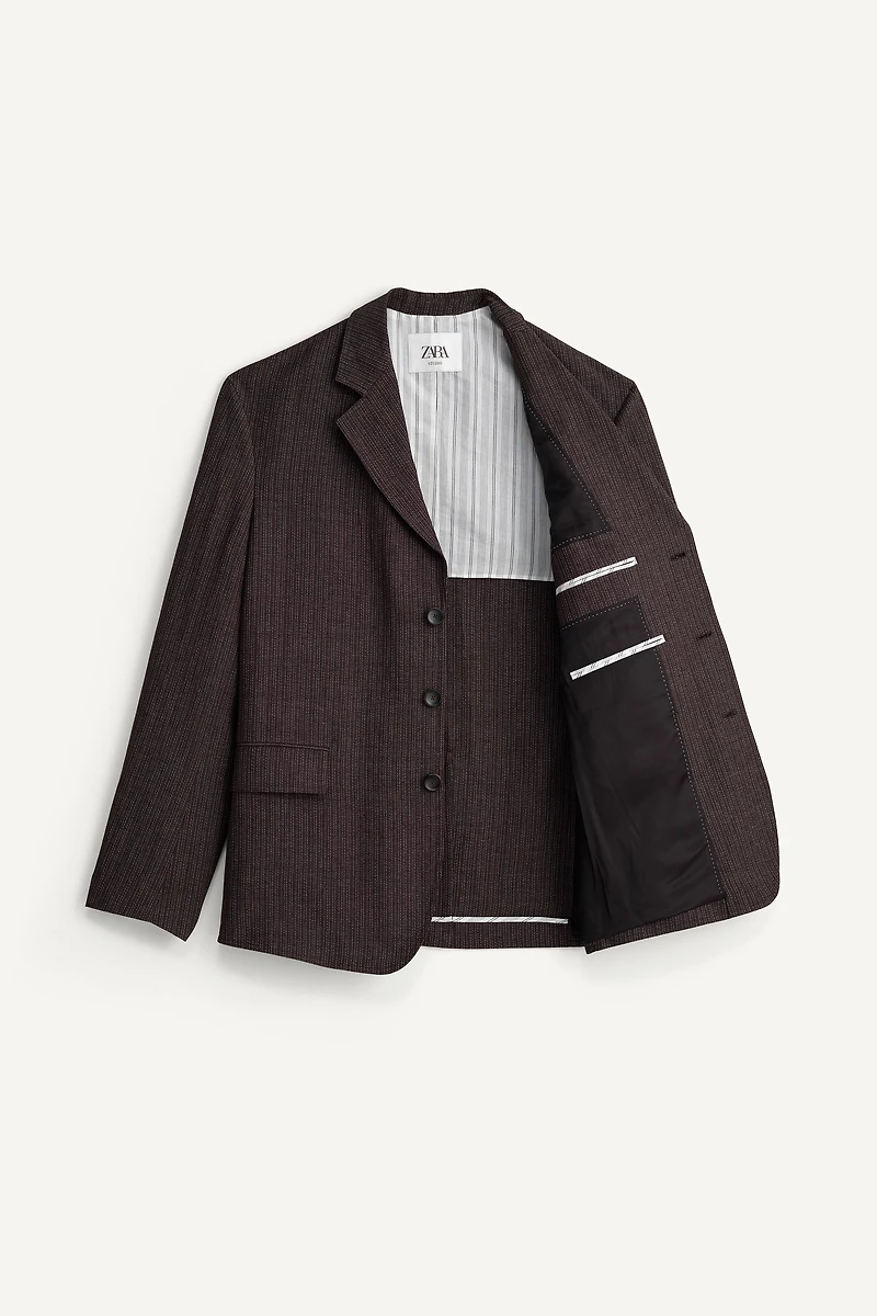 VESTE DE COSTUME À RAYURES VISCOSE - LIN