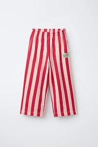 STRIPED RELAXED FIT PANTS WITH LABEL