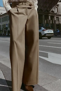 WIDE LEG PANTS WITH GOLD BUTTON