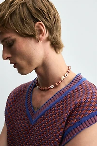 CONTRAST KNIT VEST