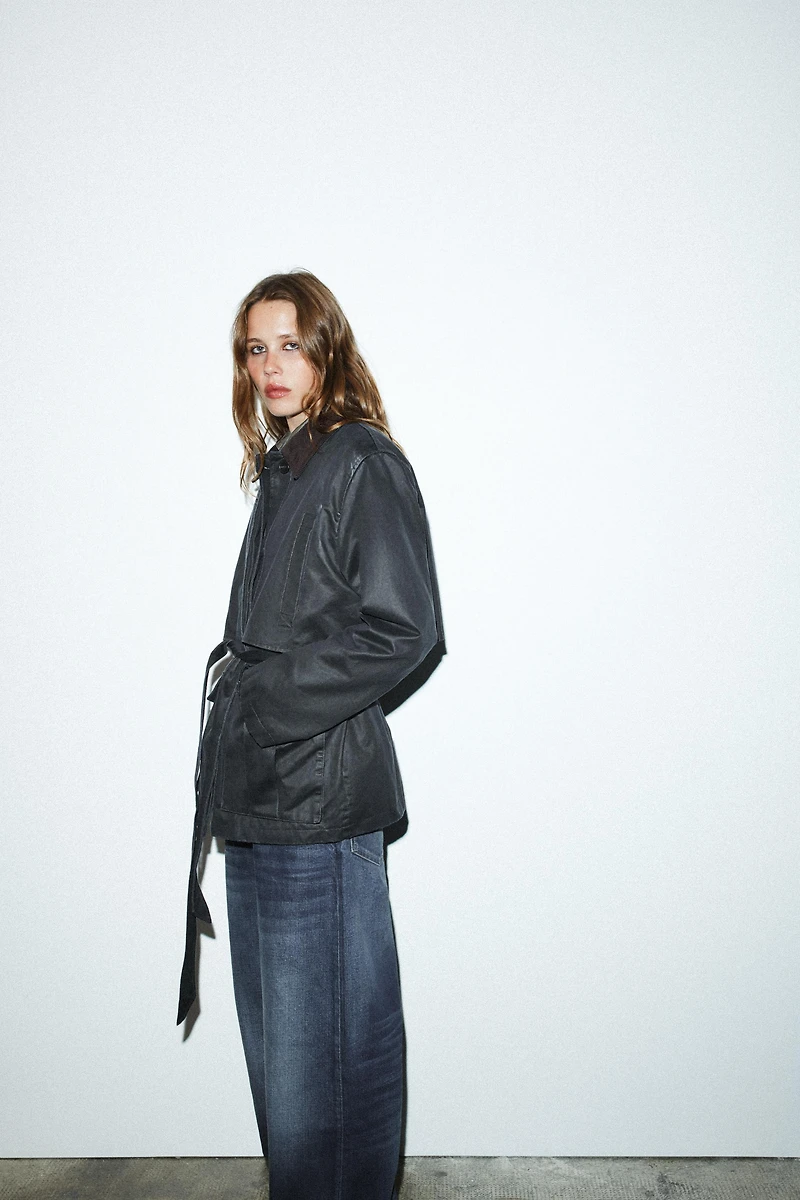 WAXED PARKA WITH CORDUROY COLLAR