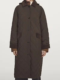 Long water-repellent coat with corduroy detail