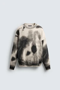 WASHED ABSTRACT PRINT SWEATER
