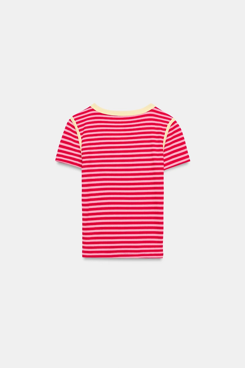 STRIPED RIBBED T-SHIRT