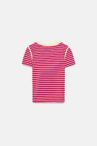 STRIPED RIBBED T-SHIRT