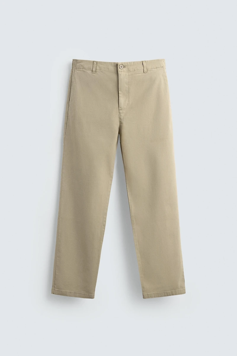 STRAIGHT FIT TWILL PANTS