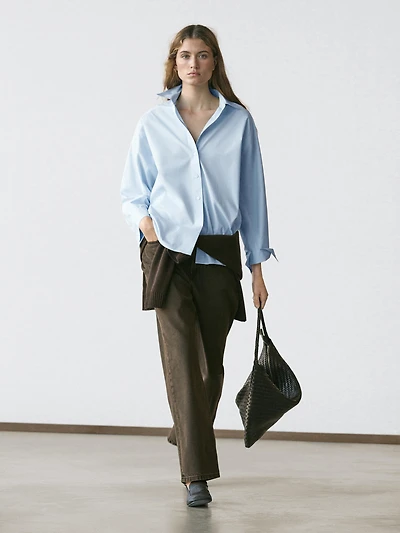 Raglan sleeve poplin shirt