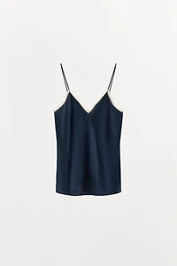 100% SILK LACE TRIM CAMISOLE