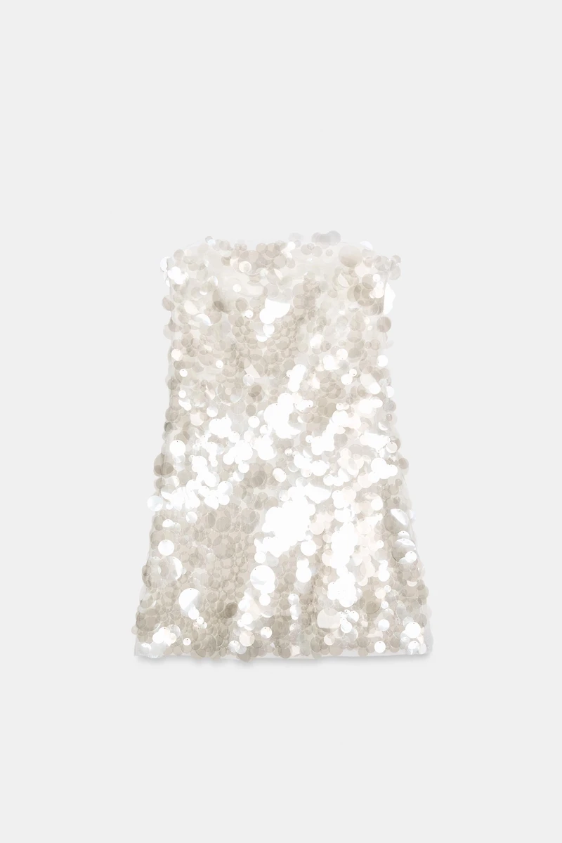 SEQUIN STRAPLESS MINI DRESS