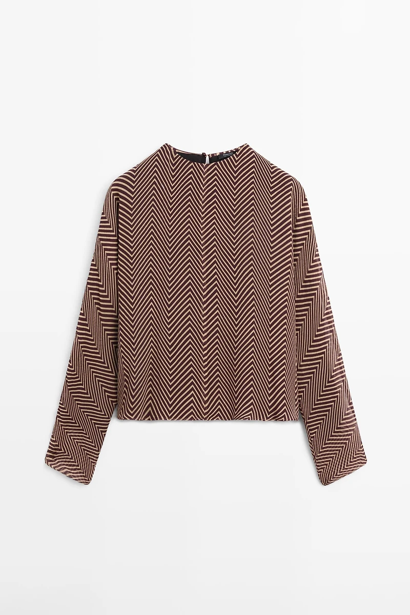Flowing geometric print blouse