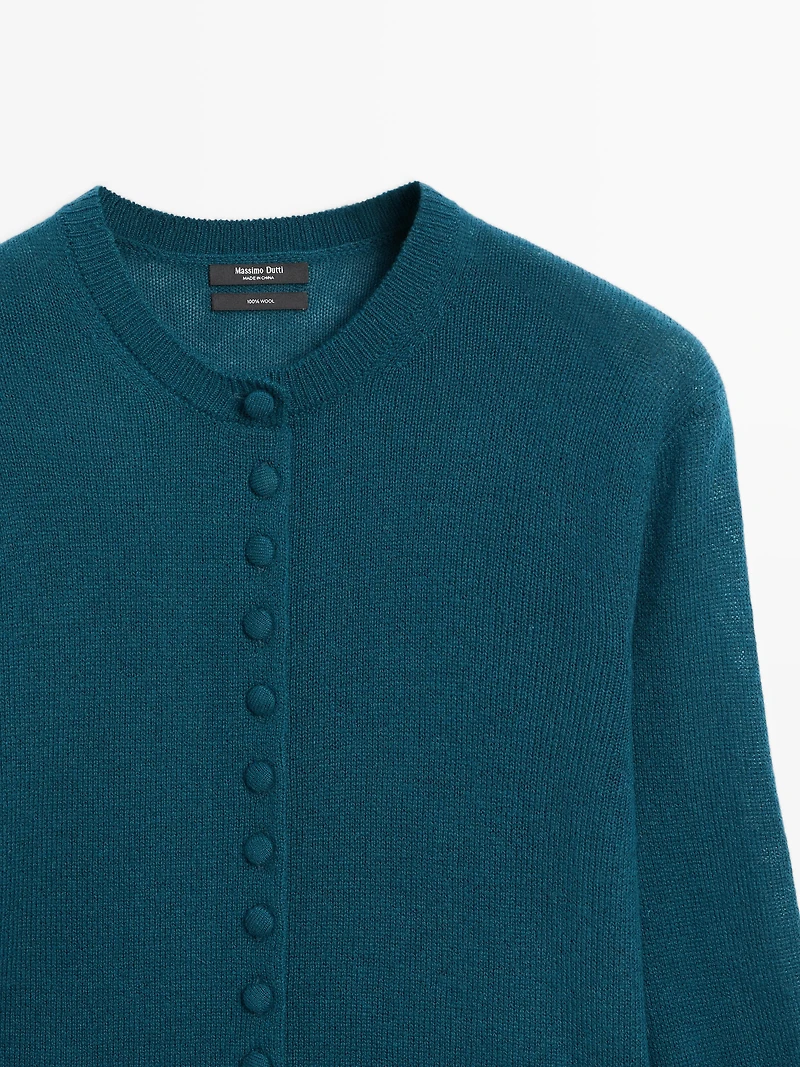 Cardigan laine boutons recouverts