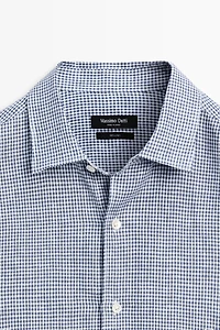 100% linen regular fit gingham shirt