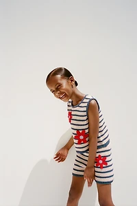 KNIT STRIPED SHORTS WITH FLOWER