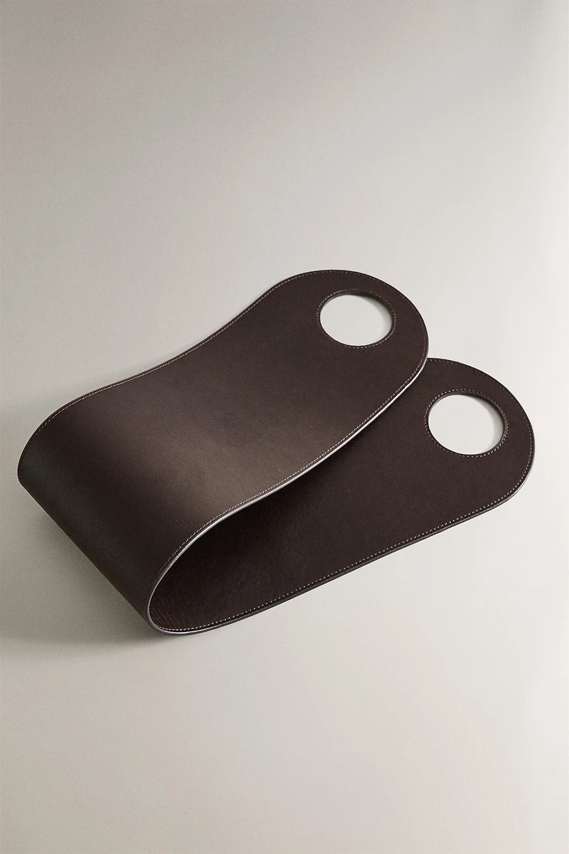 LEATHER MAGAZINE RACK