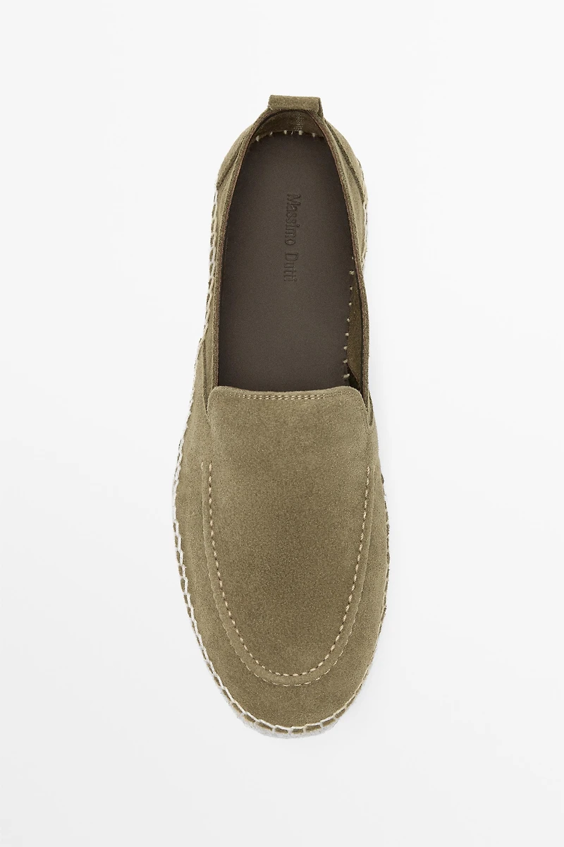 Leather espadrilles with moc toe