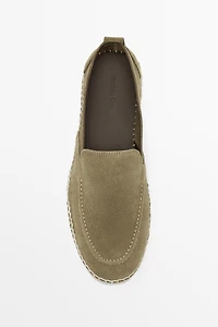 Leather espadrilles with moc toe
