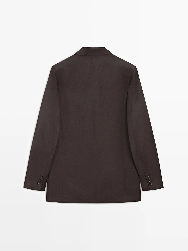 Double-breasted linen blend blazer - STUDIO