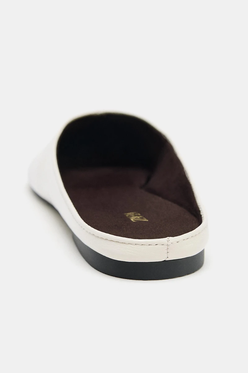 FLAT LEATHER MULE SHOES