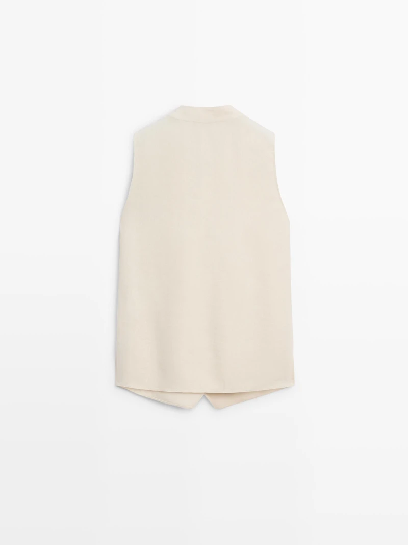 Flowing linen blend crossover top