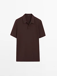 Short sleeve polo shirt with snap-button placket