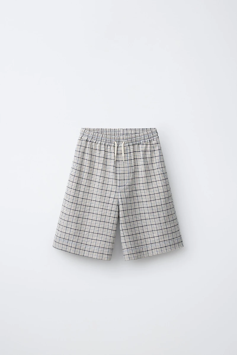 PLAID PRINT SHORTS