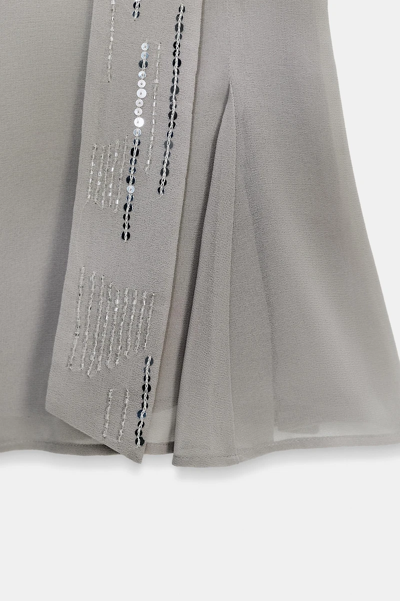 ASYMMETRIC SEQUIN GEORGETTE TOP