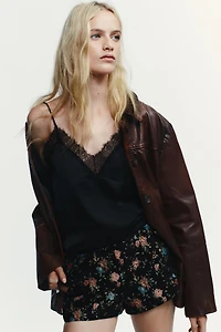 SATIN EFFECT LACE TOP