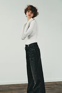 TRF HIGH WAIST CROSSOVER WIDE LEG JEANS